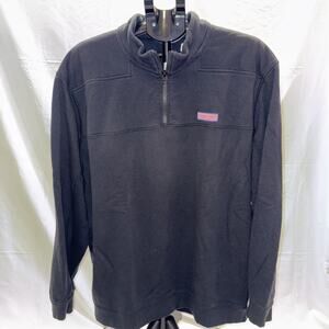 Vineyard Vines Mens Quarter Zip Sweater Size XXL Black Long Sleeve Cotton